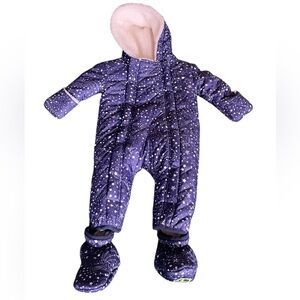 EGG New York fur lined Stars & Moons Zip Up Snowsuit Sz 3M​​​​